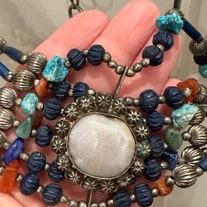 Handmade belt with Turquoise and Natural Stones